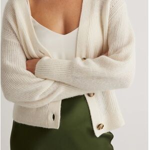 Quince Ivory Baby-Alpaca Wool Cropped Cardigan